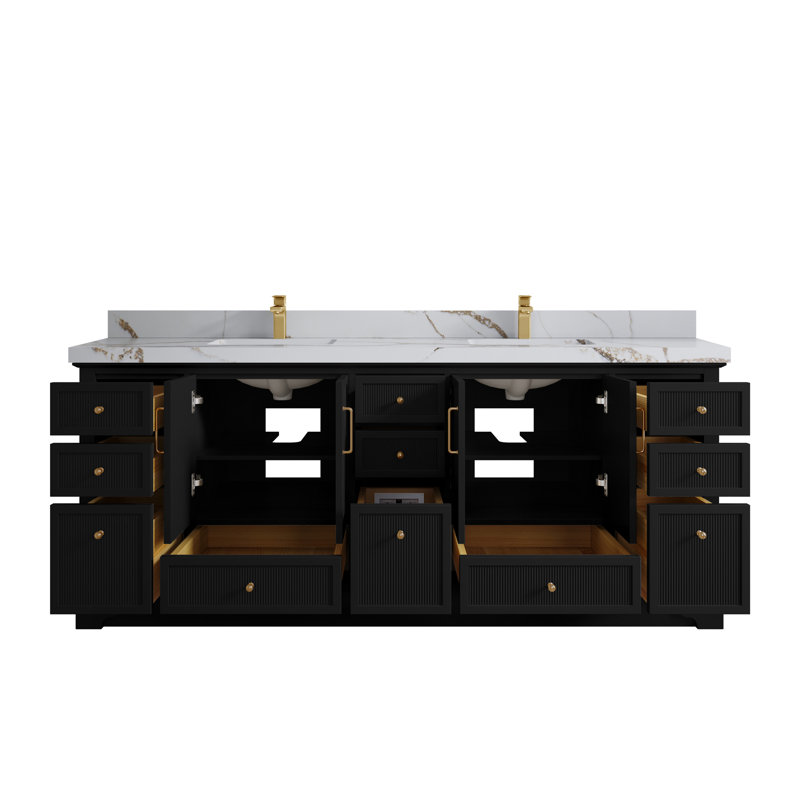 Ensemble de meuble-lavabo double l 84 po Alys (option boutons)