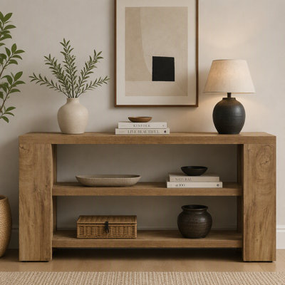 70.9" Console Table, Wooden 3-Tier Sofa Foyer Table