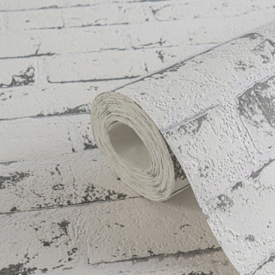 Realistic Industrial Brick Vinyl Wallpaper, Non-Self-Adhesive 33' x 21" (10m x 53cm), Washable & Fade-Resistant for Home & Office Projects - 57.75 Sq Ft (5.3 Sq M)