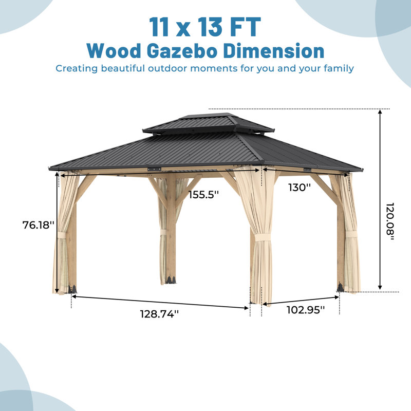 Abri de jardin en bois massif, 13 pi x 11 pi 