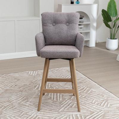 Swivel Upholstered Counter Stool with Solid Wood Frame
