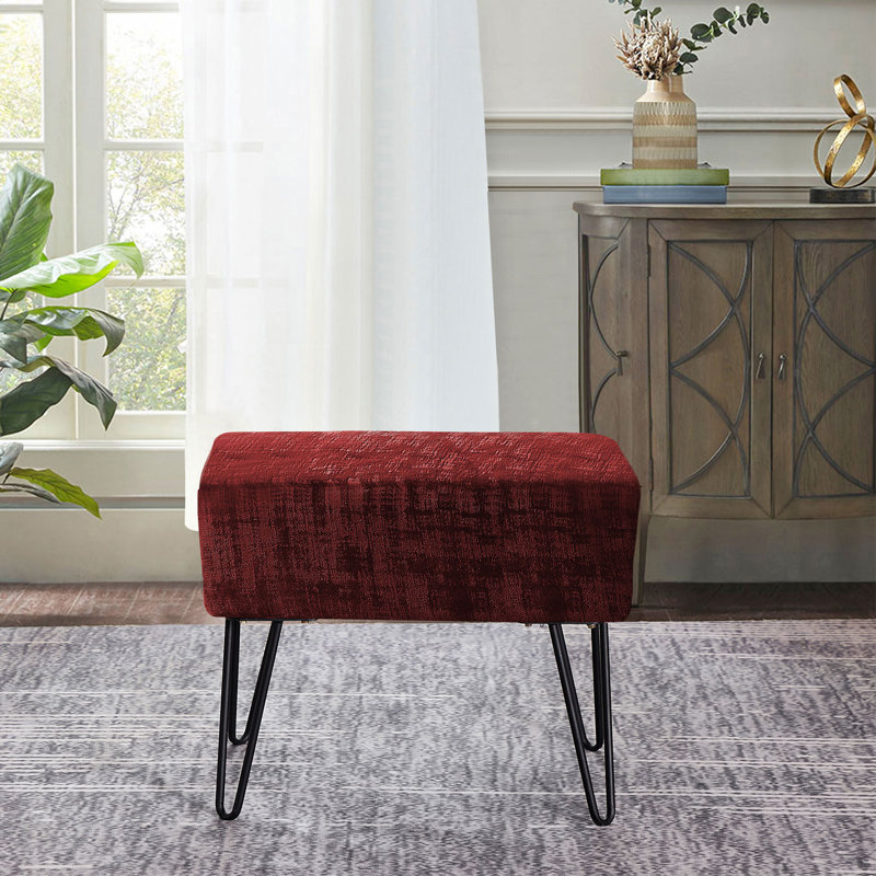 Alegre Velvet Ottoman, Ruby Wine Velvet