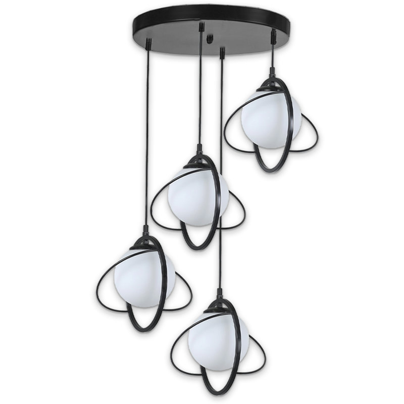 Adjustable Height 4 Lights Metal Body Cluster Pendant