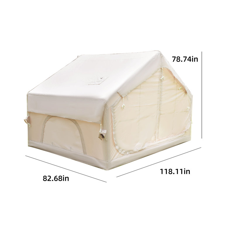 Tente gonflable rectangulaire 4 saisons 9,8 pi x 6,8 pi avec lanterneau transparent beige
