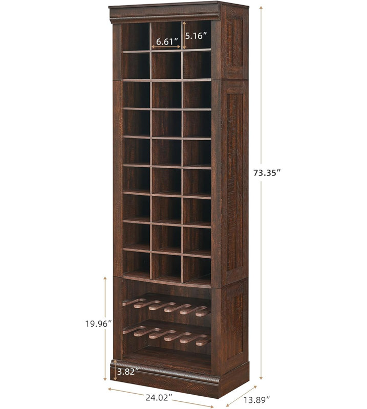 Armoire à chaussures, armoire de rangement pour chaussures avec portemanteau, Brun