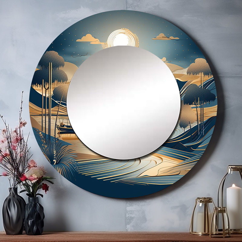 Miroir mural décoratif doré Pincas, 23 po x 23 po