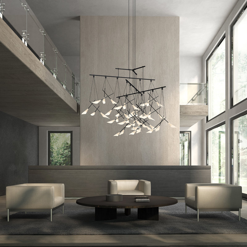 Black and White LED Crystal Linear Chandelier