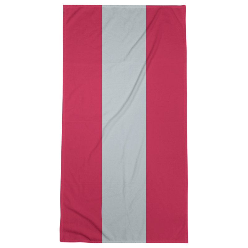 Cotton Blend Lightweight Bath Towel, Red/Silver/Red