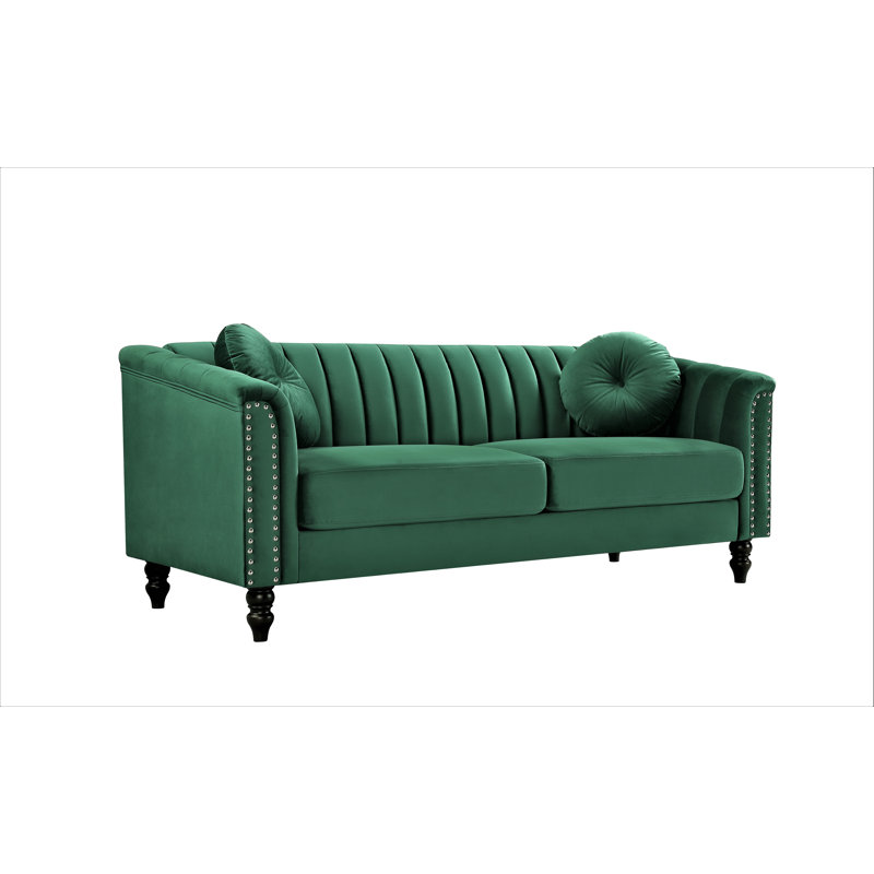 Drevin 75.2'' Velvet Sofa, Green