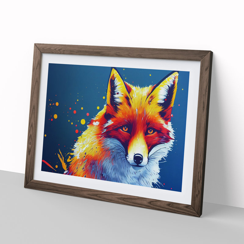 XH1022-6622X Fox Vol.4 Abstract - Single Picture Frame Painting, 25cm H x 34cm W x 2cm D, Walnut