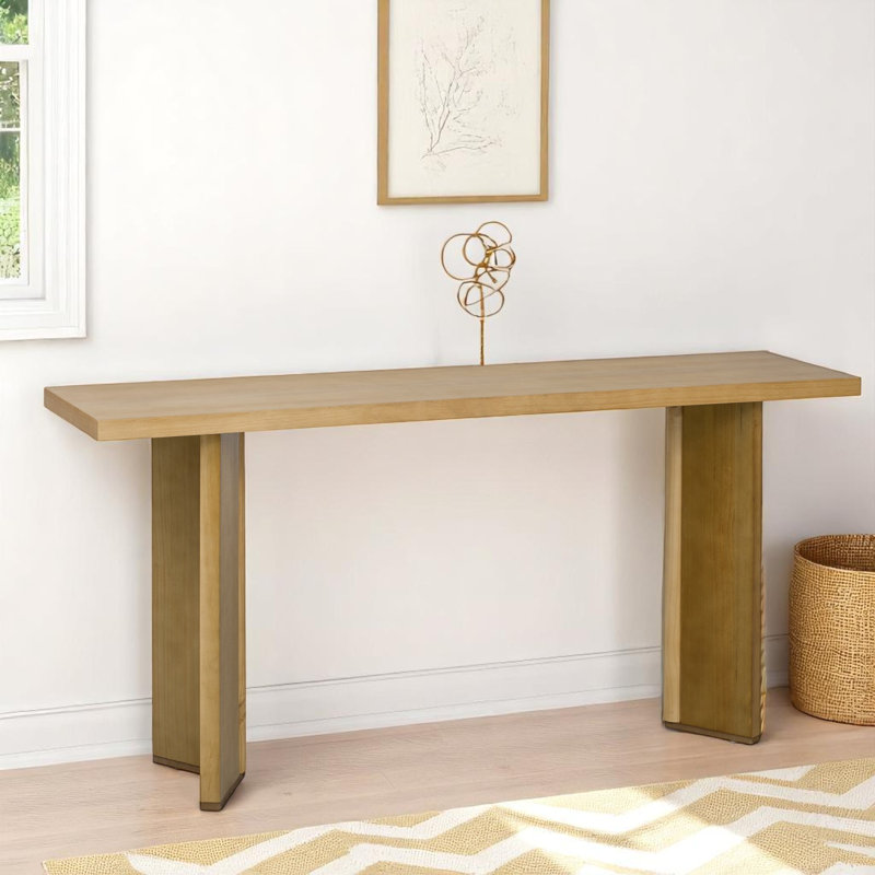 Table d'entrée moderne de 63 po, table console pour vestibule, couloir et vestibule, Naturel