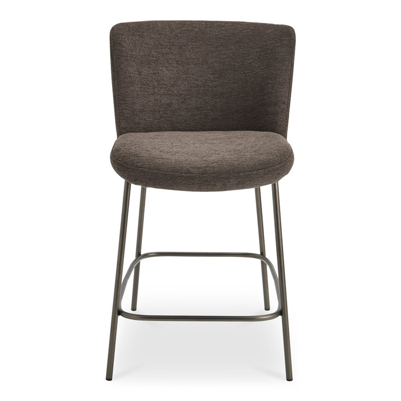 Early Upholstered Stool, Counter Stool (26.4" Seat Height), Dark Brown Polyester