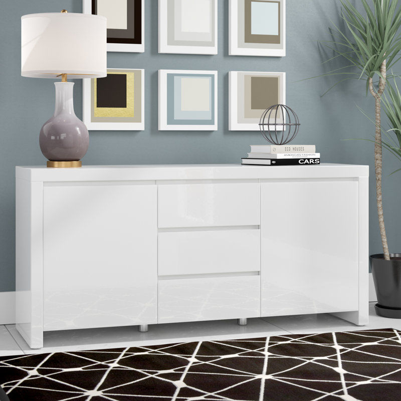 Buffet 3 tiroirs Calix, blanc