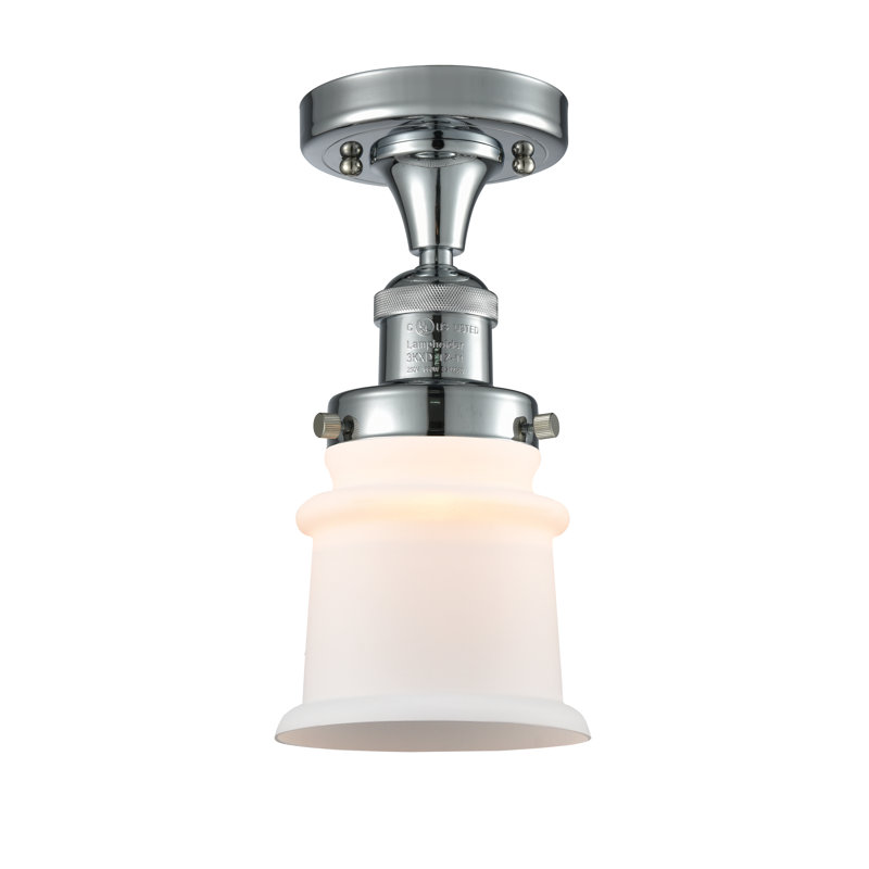 Plafonnier semi-encastré 1 lumière 5,25 po Alexandira, Ampoule non incluse, Boîtier blanc mat, Chrome poli