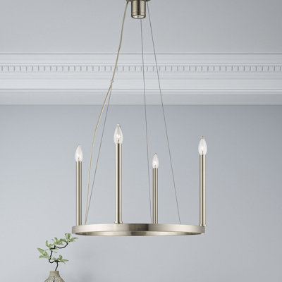 Lustre en roue de chariot à 4 lumières de style bougie Gus