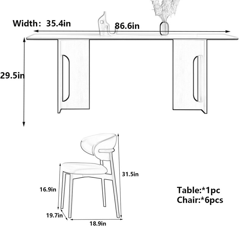 Table de style japonais d'inspiration française, H 29,5 po x L 86,6 po x l 35,4 po