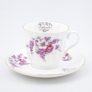 Flowers Of The Month Bone China Teacup and Saucer