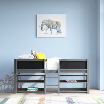 Iacovelli Twin Size Low Loft Bed With Two Movable Shelves And Ladder -  Viv + Raeâ¢, 3E18E3647D6D429C8046F18F944A3C97