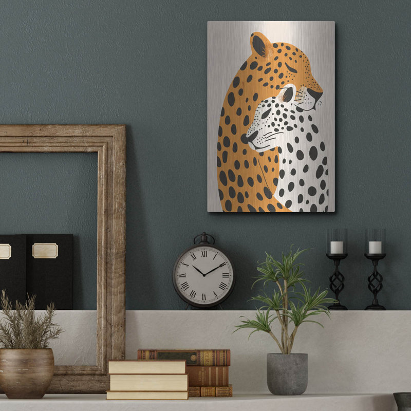 «Leopard Mom» par Andreas Magnusson, art mural en métal, H 16 po x l 12 po
