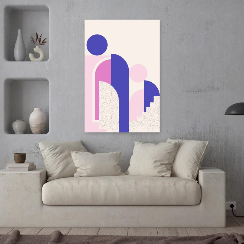 Art contemporain avec art géométrique audacieux, H 36 po x l 24 po
