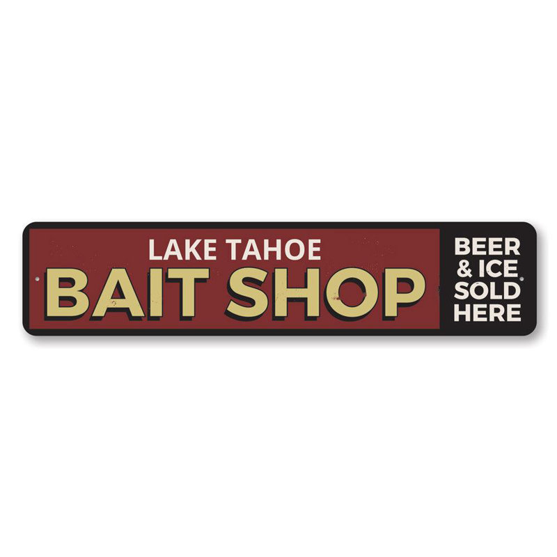 Plaque en aluminium Lake Bait Shop, H 6 po x l 24 po x P 0,063 po