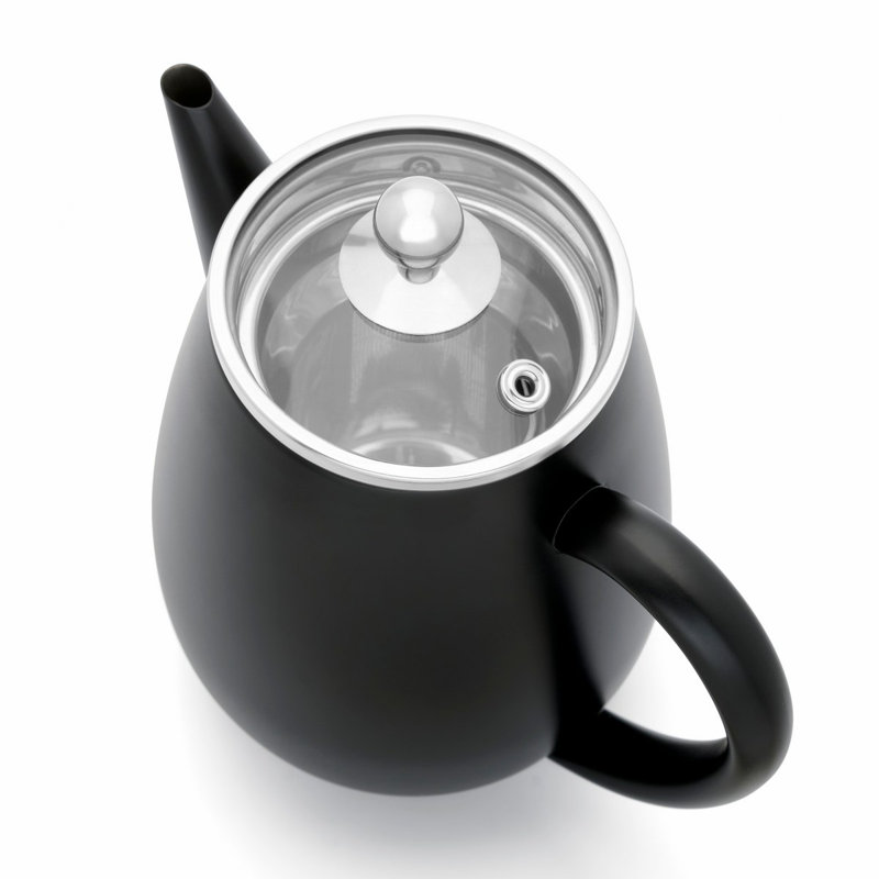 Bredemeijer Teapot Double Wall Duet Design Finish  With Stainless Steel Filter, 500 ML, Black