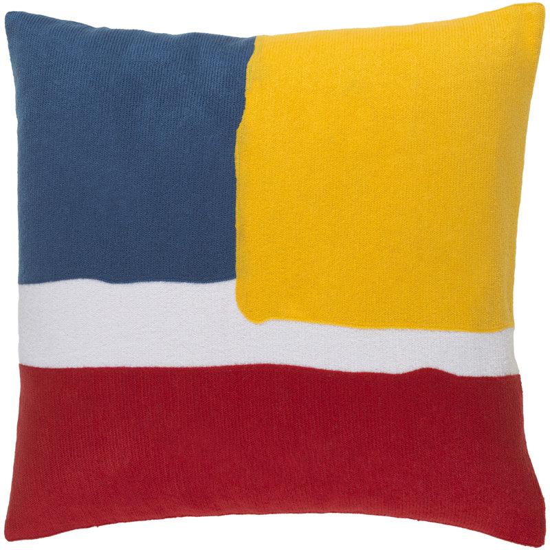 Blossom Cotton Throw Pillow Cover & Insert, 18" x 18", Teal/Gold/Coral/Ivory, Down