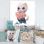Mignon chat blanc avec cœur - reproduction d'art sur toile pour enfants-66837952-66837963