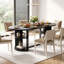 Table de salle à manger ovale extensible moderne 6 places de 180 cm (71 po) avec rallonge papillon, étagères de rangement dissimulées sur les deux côtés et pied central cannelé.-1873703083
