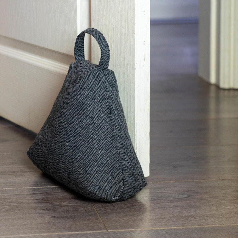 Nicola Spring - Herringbone Door Stop - 23 x 22.5cm - Grey