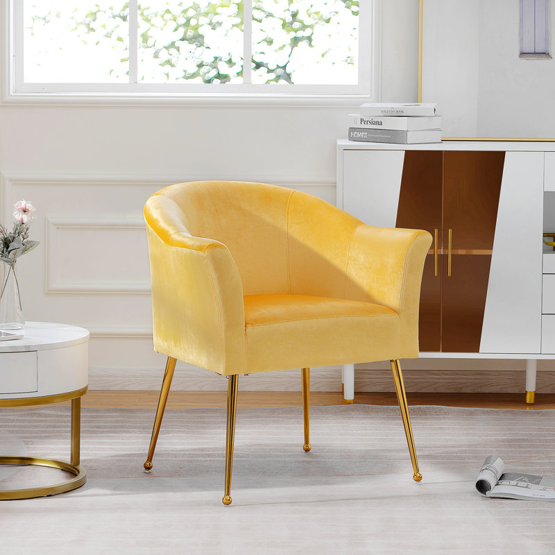 Fauteuil club décoratif en velours avec pieds en métal doré, design moderne