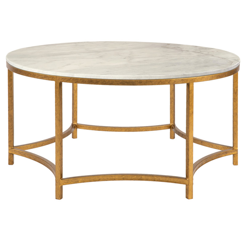 Table basse Megan Trestle 1, Marbre de Carrare, Or royal