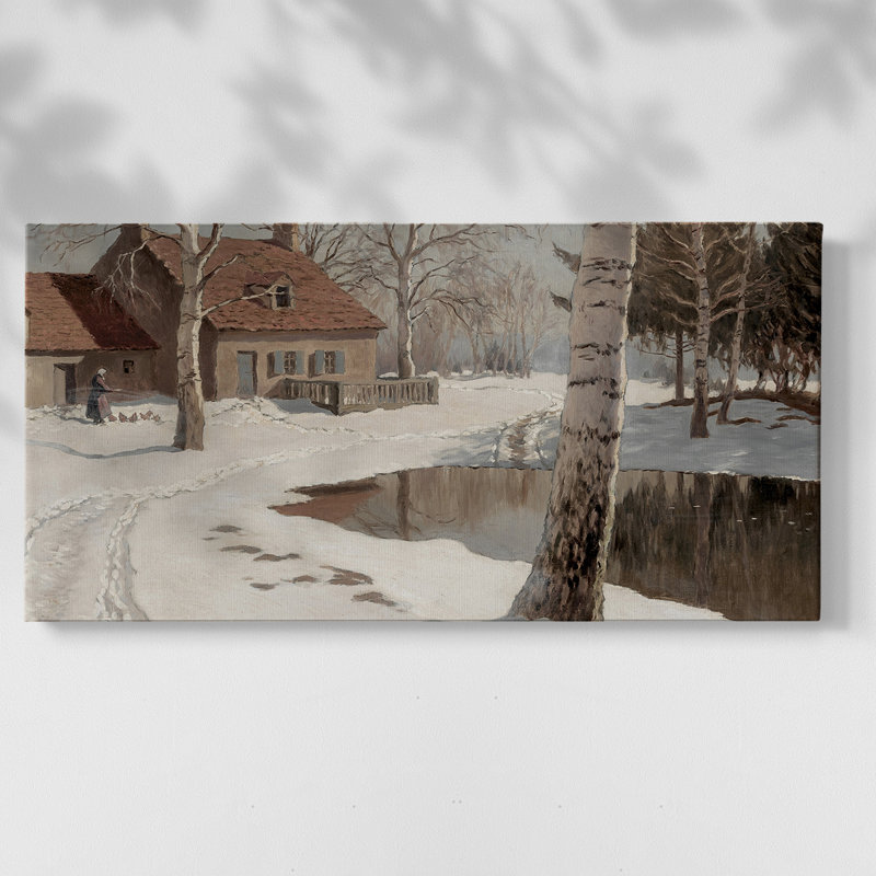 Série paysage - CMLXV III - Toile tendue avec châssis encadré - Prêt à être accroché, H 25 po x l 49 po, Doré