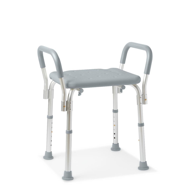 Adjustable Gray Plastic Shower Chair with Arms
