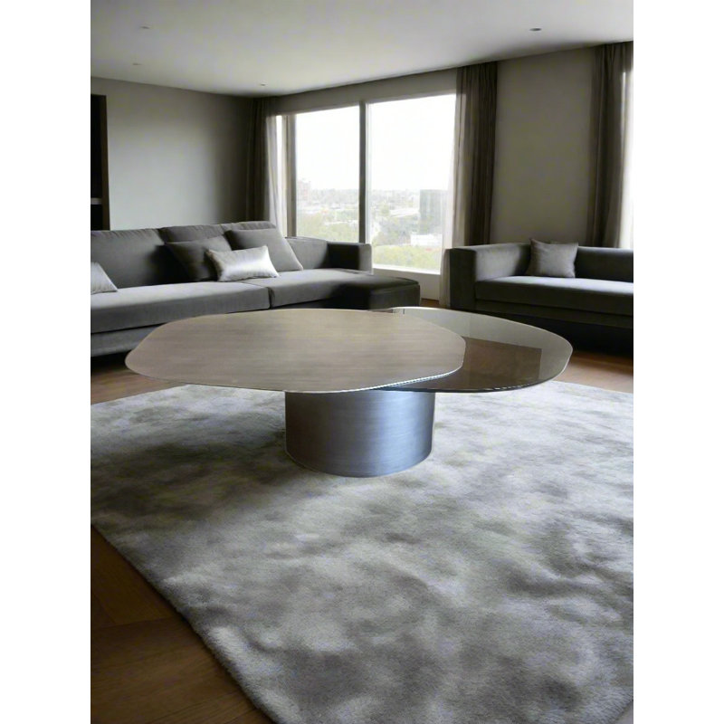 Table basse Cerryn, Argent mat, H 15,7 po x L 58 po x l 39 po