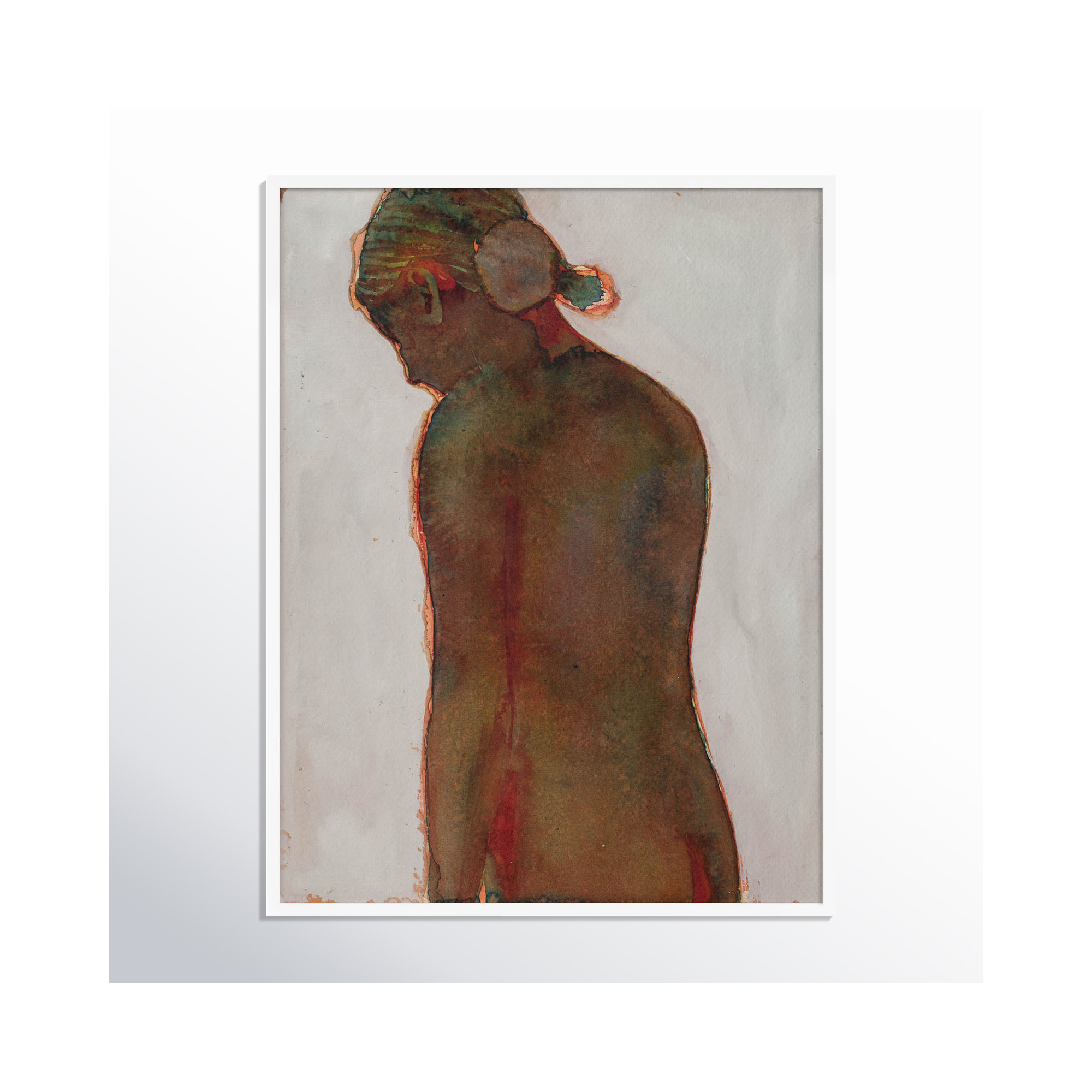 Figure by Dean Graham, White Framed, 41" H x 32" W