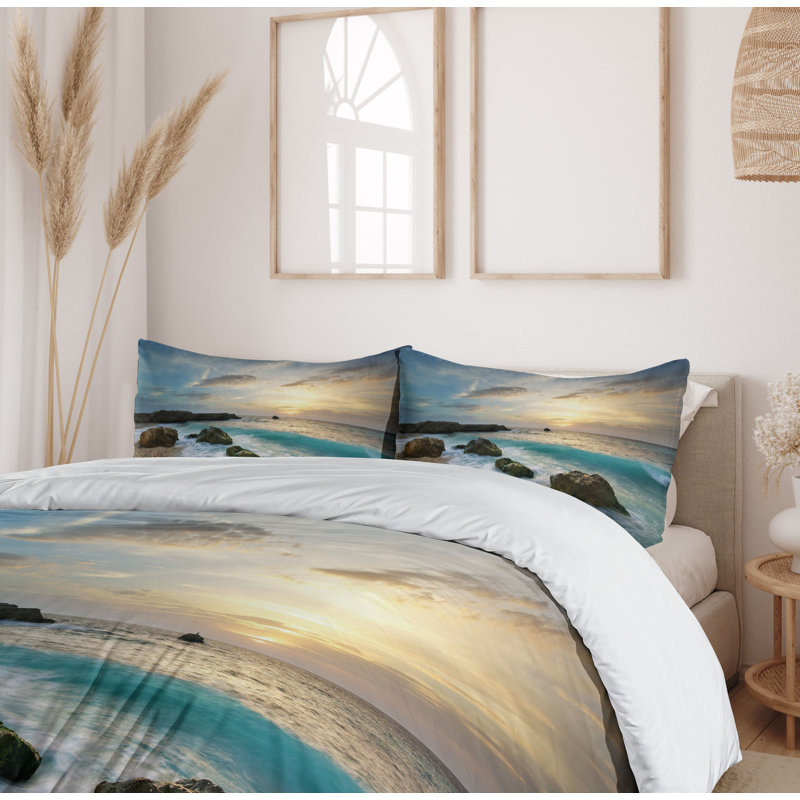 Coastal Polyester Duvet Cover, Twin Duvet Cover + 1 Standard Sham