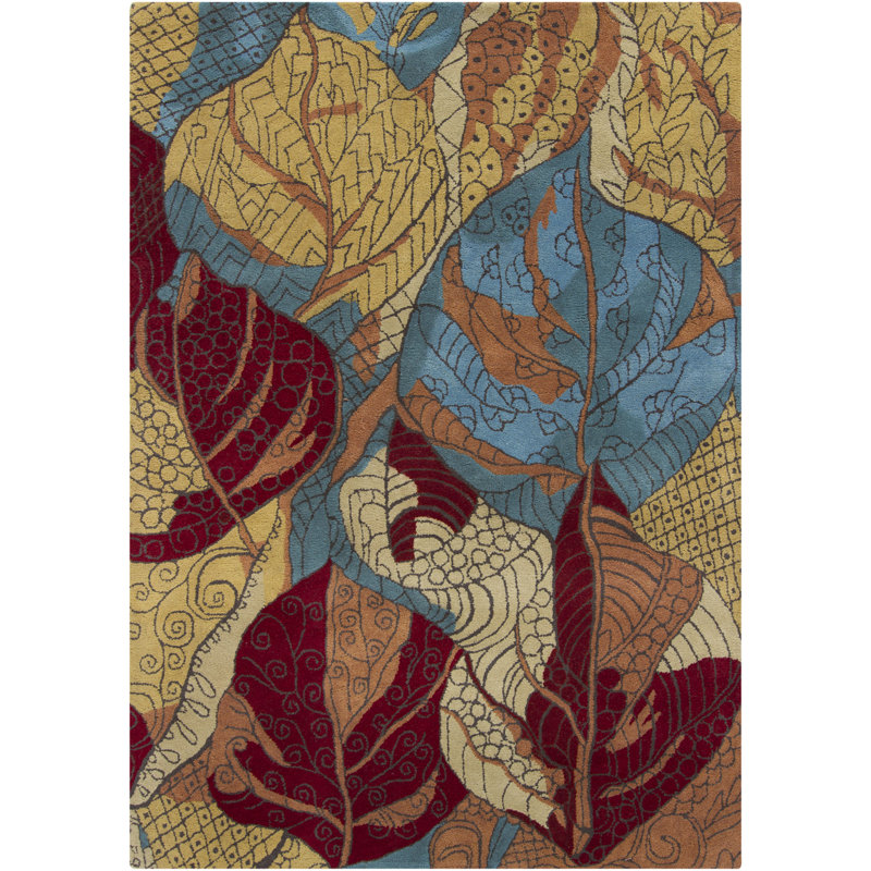 Wool Floral Indoor Rug, Rectangle 5' x 7'