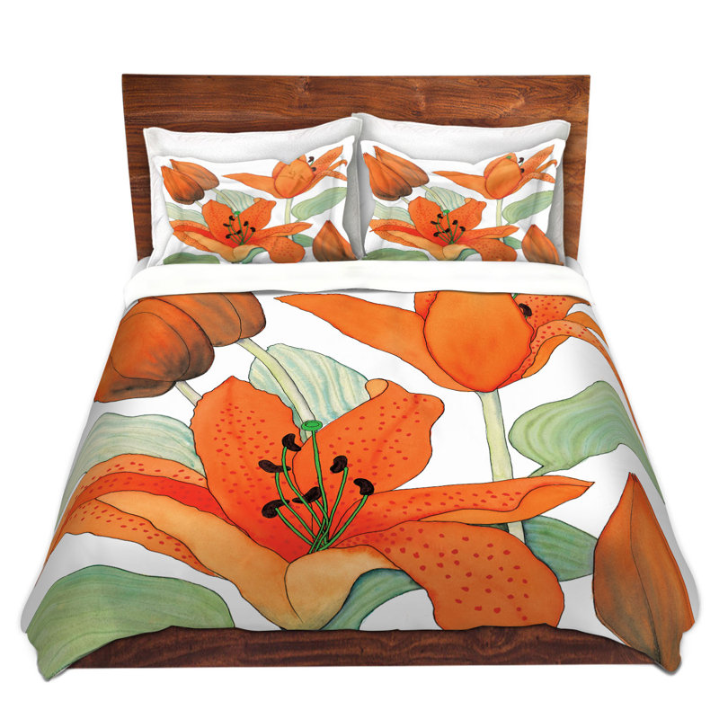 Ensembles de housse de couette en microfibre DiaNoche par Judith Figuiere - Orange Lillies