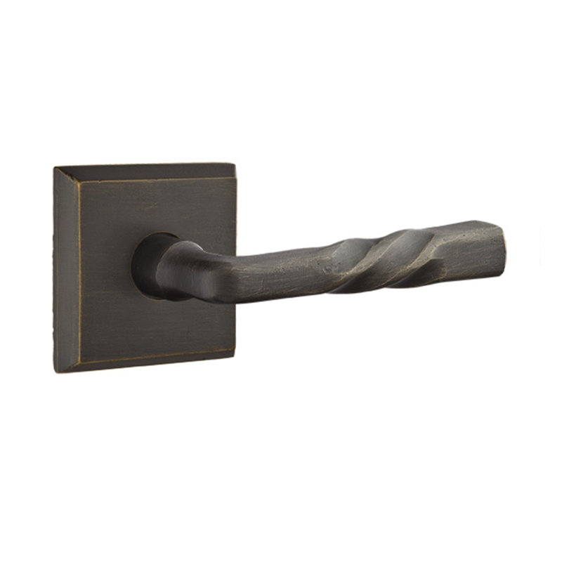 Levier de porte avec rosette Montrose, Droite, Bronze moyen