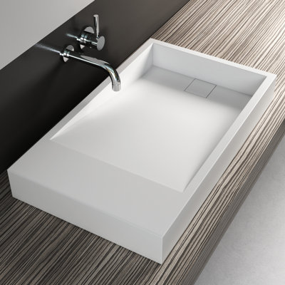 Cantrio ST-30184 30 inch SolidTech Matte White Solid Surface Above-Counter Bathroom Sink
