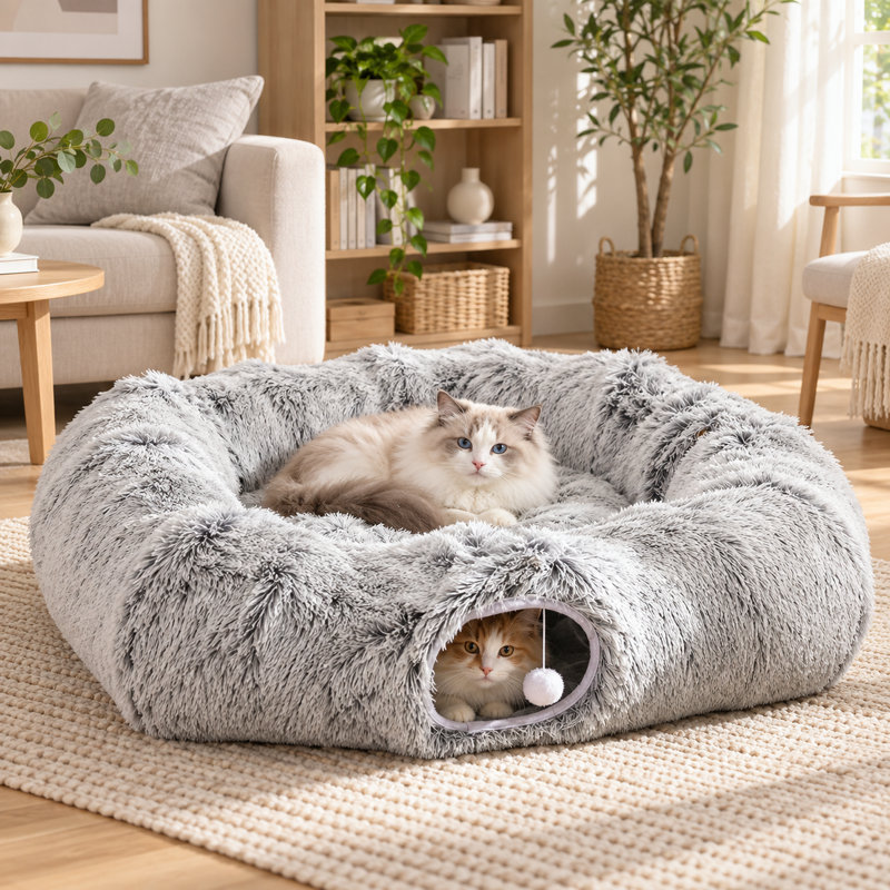 Lit chaud pour chat en hiver, nid de chat pliable multifonctionnel pour chat, jouet interactif pour chatons et chats d'intérieur