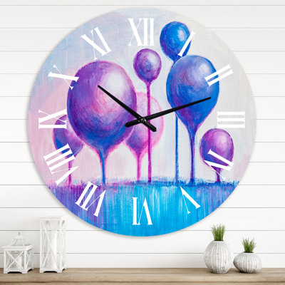 Arbres ornementaux colorés I - Horloge murale moderne