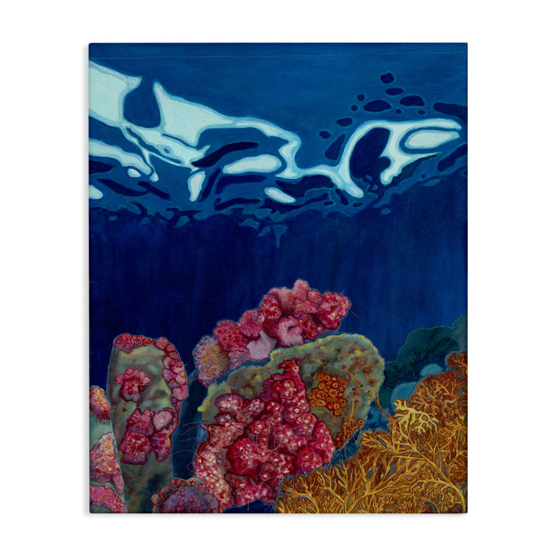 Art abstrait sur toile corail abstrait par Sara Everett, H 20 po x l 16 po
