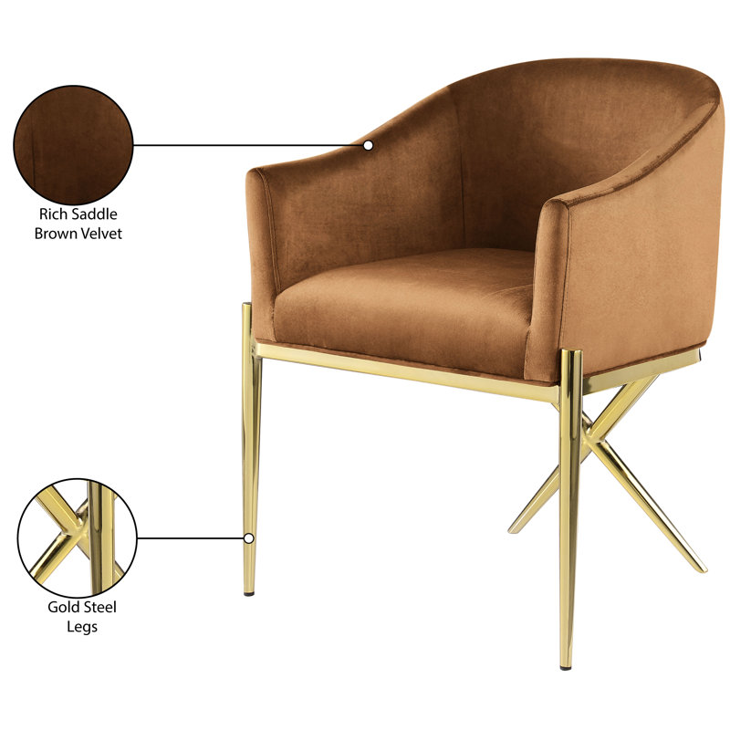 Chaise rembourrée Xavier, Or, Velours selle