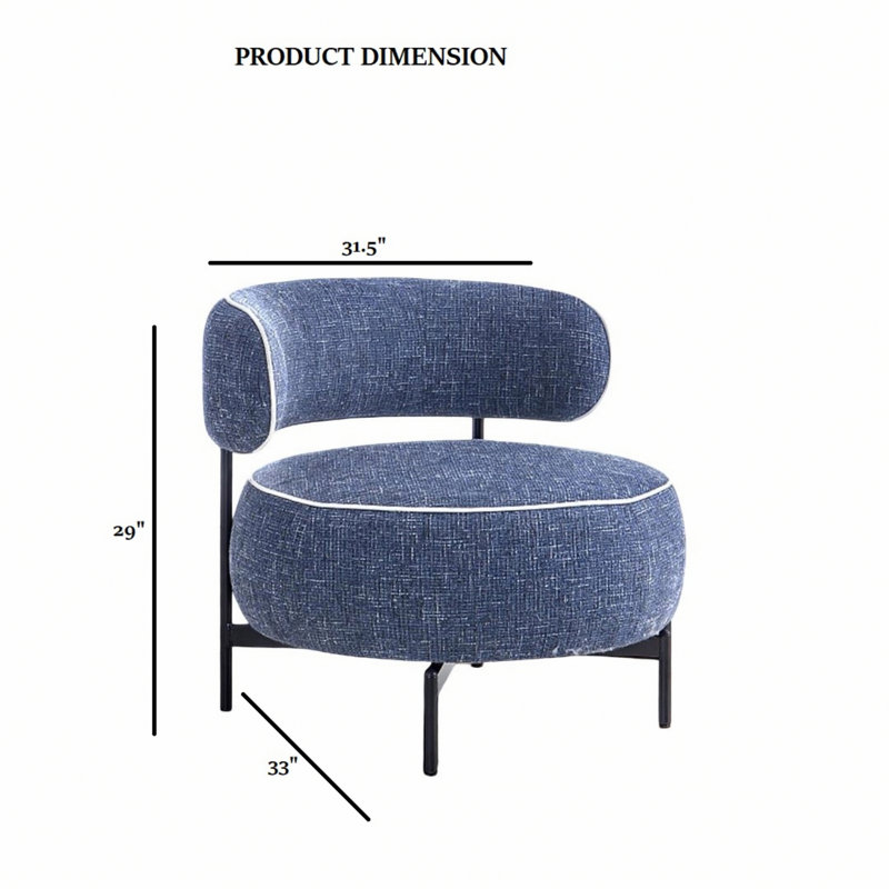 Chaise pivotante de conception moderne avec dossier incurvé et pieds en métal, Bleu très foncé