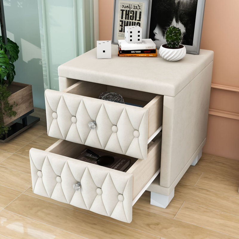 Tables de chevet avec station de charge, veilleuse intelligente et armoire de rangement, tables de chevet modernes pour chambre à coucher, blanches