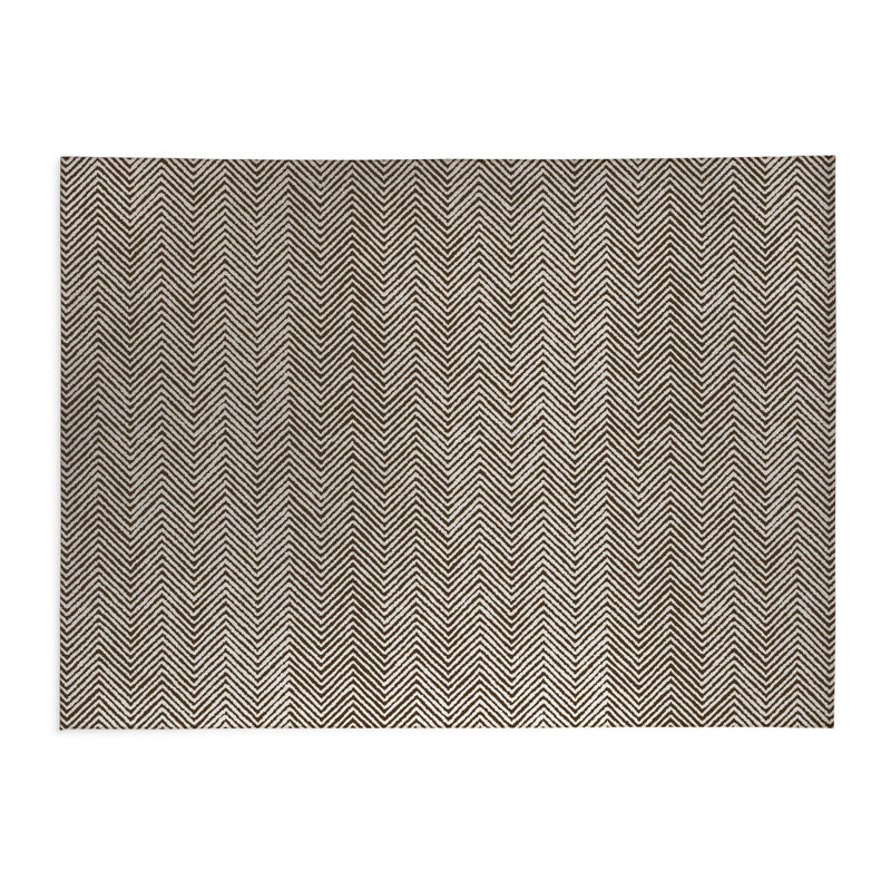 Tapis de cuisine à profil bas Chevron Groove, Rectangle 5 pi x 7 pi, Brun moka