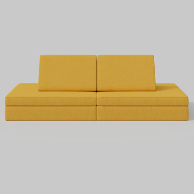 Modular Kids Sofa Sectional Children Play Couch With Removable Cover 4PCS Modular Kids Sofa Couch For Bedroom And Playroom Convertible Foam, Yellow