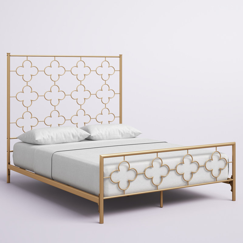 Luan Metal Open-Frame Bed, Antique Gold, Queen